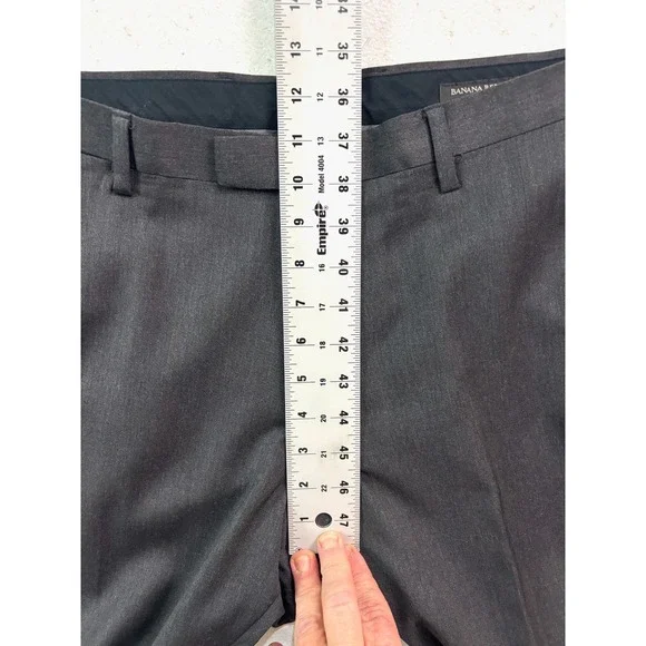 Banana Republic 42R 35x30 2pc Pant Suit Charcoal 100% Wool Modern Slim Fit Mens